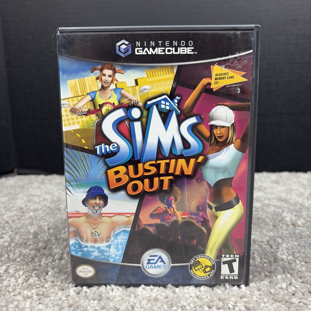 Sims Bustin' Out (Nintendo GameCube, 2003) Complete With Manual